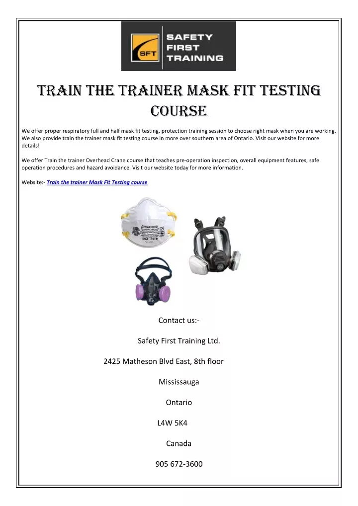 train the trainer mask fit testing course