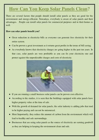 how can you keep solar panels clean