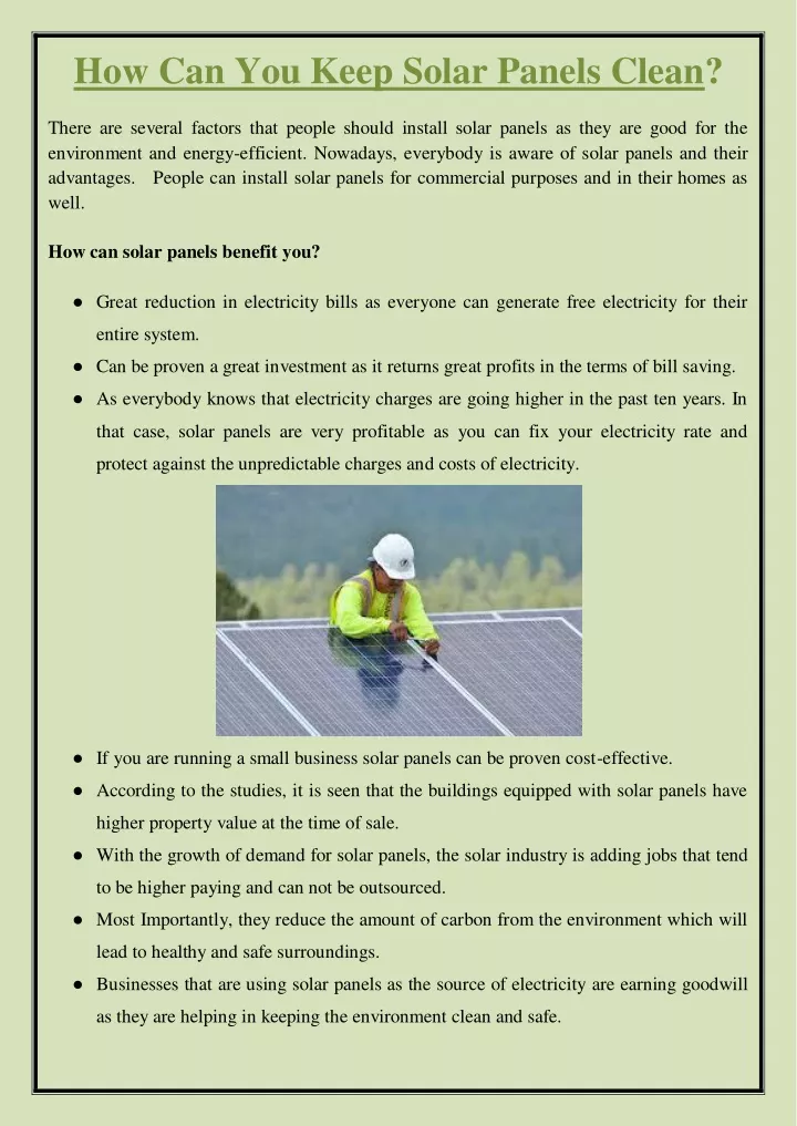 how can you keep solar panels clean