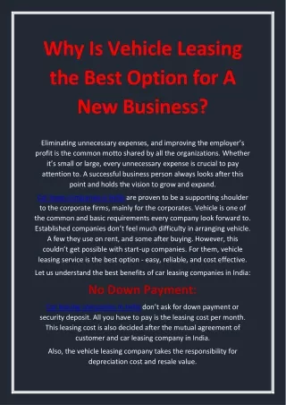 why is vehicle leasing the best option