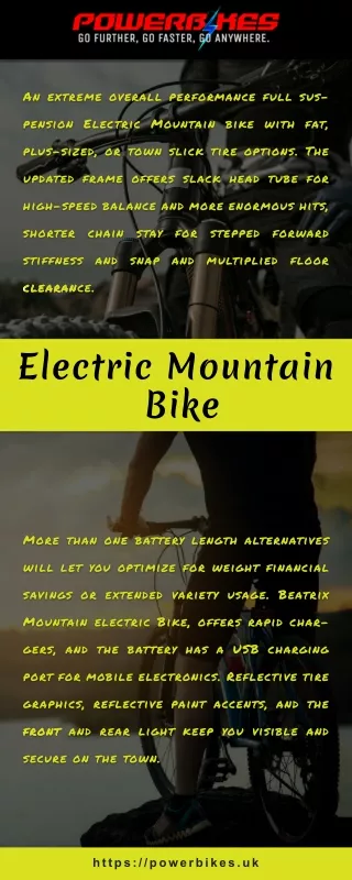 Electric Mountain Bike: Astounding E-bikes at display