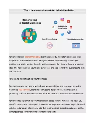 what is the purpose of remarketing in digital