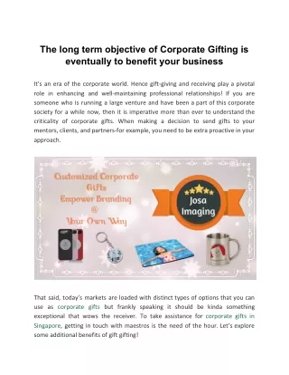 the long term objective of corporate gifting