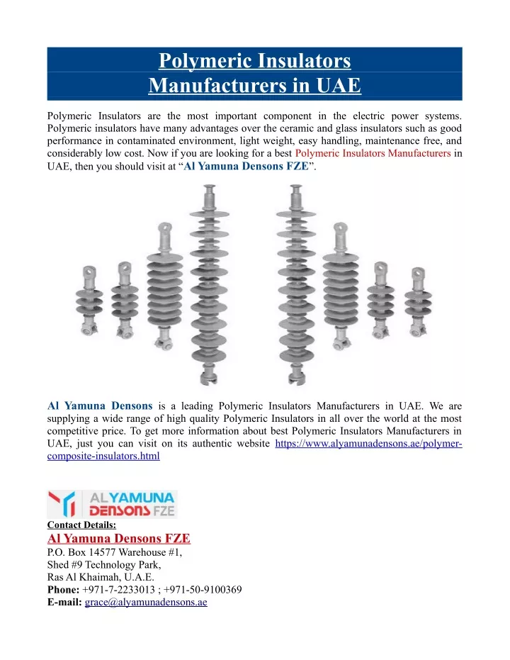 polymeric insulators manufacturers in uae