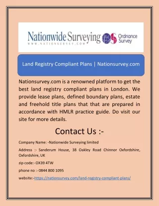 land registry compliant plans nationsurvey com