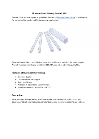 Fluoropolymer Tubing