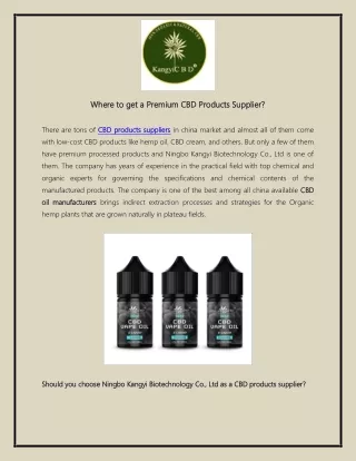 Where to get a Premium CBD Products Supplier?