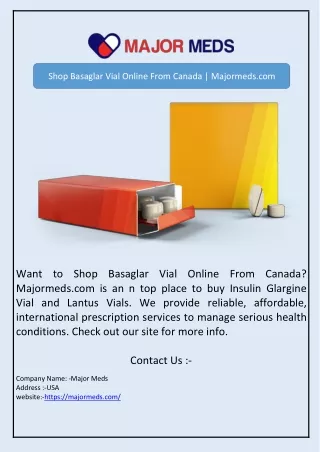 Shop Basaglar Vial Online From Canada | Majormeds.com
