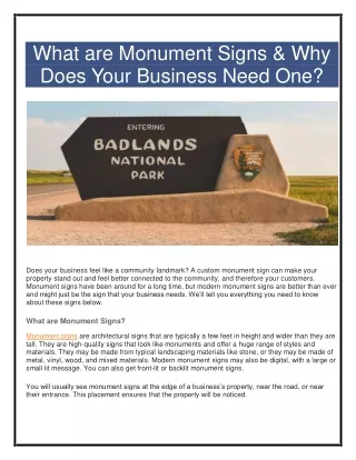 what are monument signs why does your business
