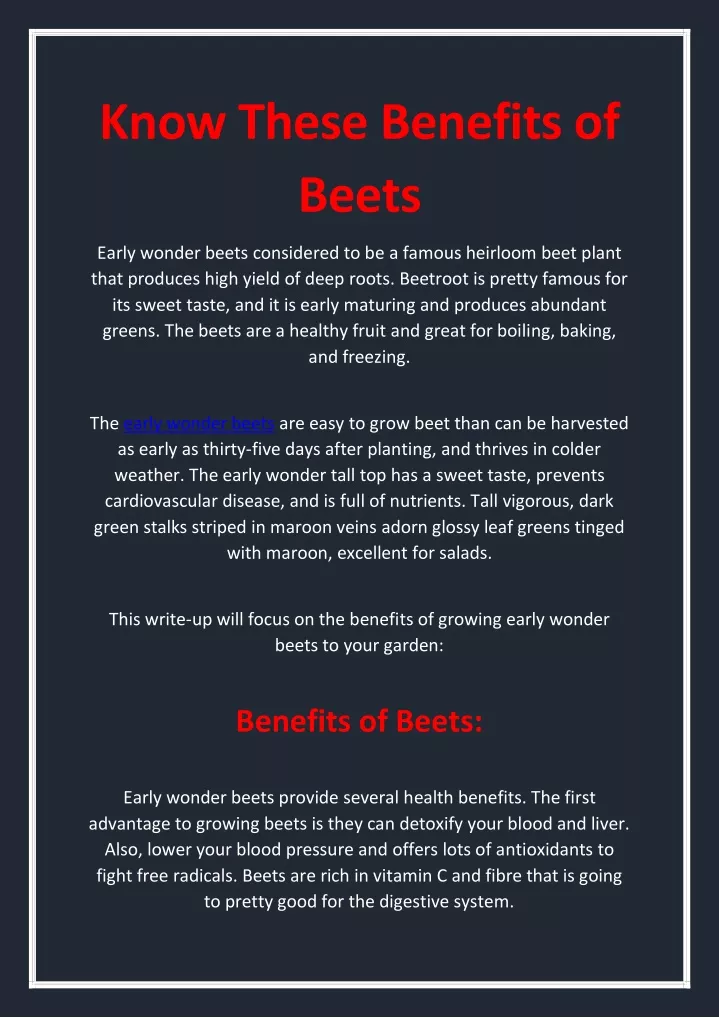 know these benefits of beets