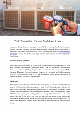 Triolo Contracting – Furnace Breakdown Services