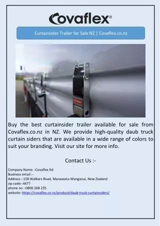 Curtainsider Trailer for Sale NZ | Covaflex.co.nz