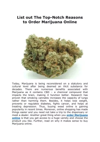 List out The Top-Notch Reasons to Order Marijuana Online