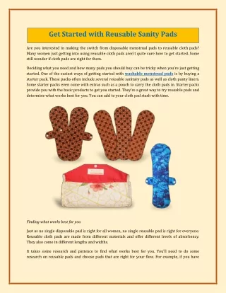 get started with reusable sanity pads