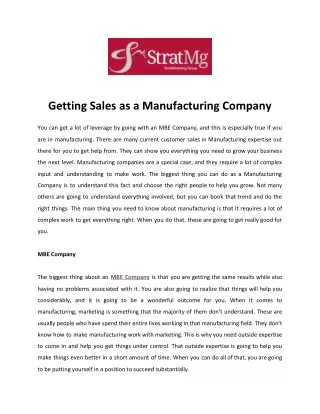 getting sales as a manufacturing company