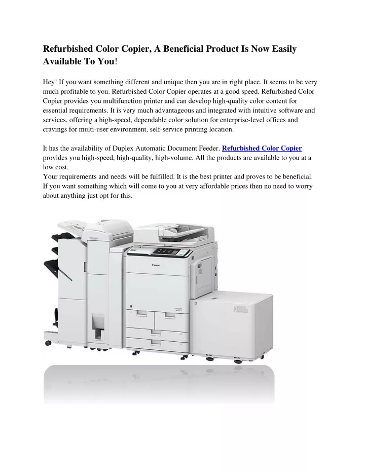 refurbished color copier a beneficial product