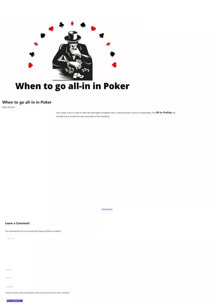 when to go all in in poker poker by aron