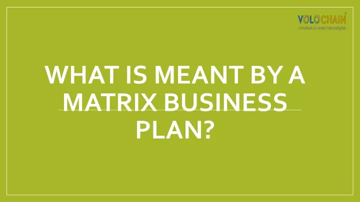 what is meant by a matrix business plan