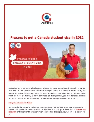 process to get a canada student visa in 2021