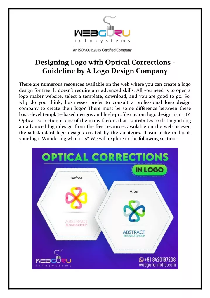 designing logo with optical corrections guideline