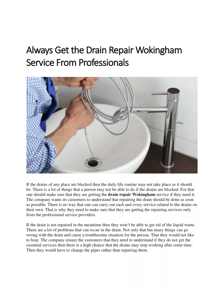 always get the drain repair wokingham always