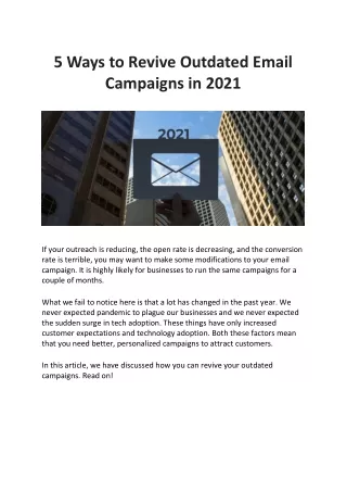 5 Ways to Revive Outdated Email Campaigns in 2021