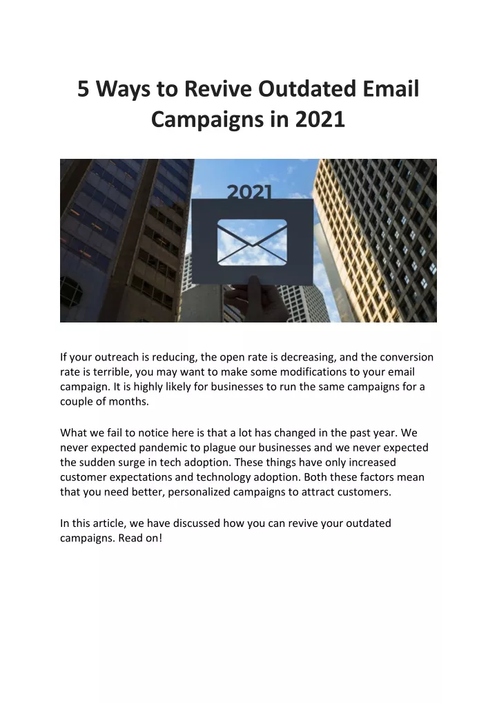 5 ways to revive outdated email campaigns in 2021
