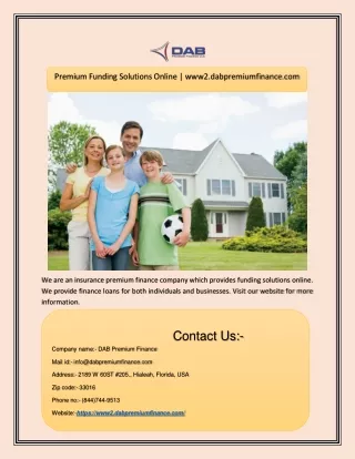 Premium Funding Solutions Online | www2.dabpremiumfinance.com