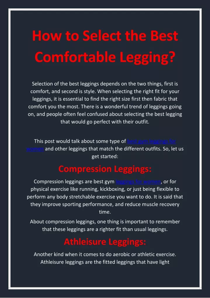 how to select the best comfortable legging
