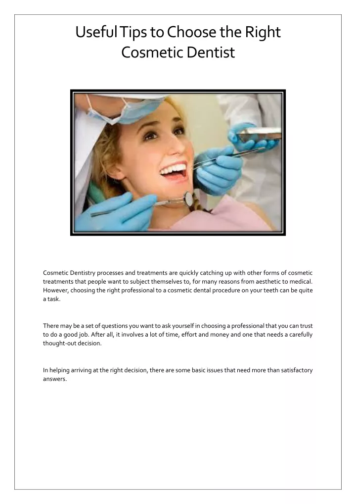 useful tips to choose the right cosmetic dentist