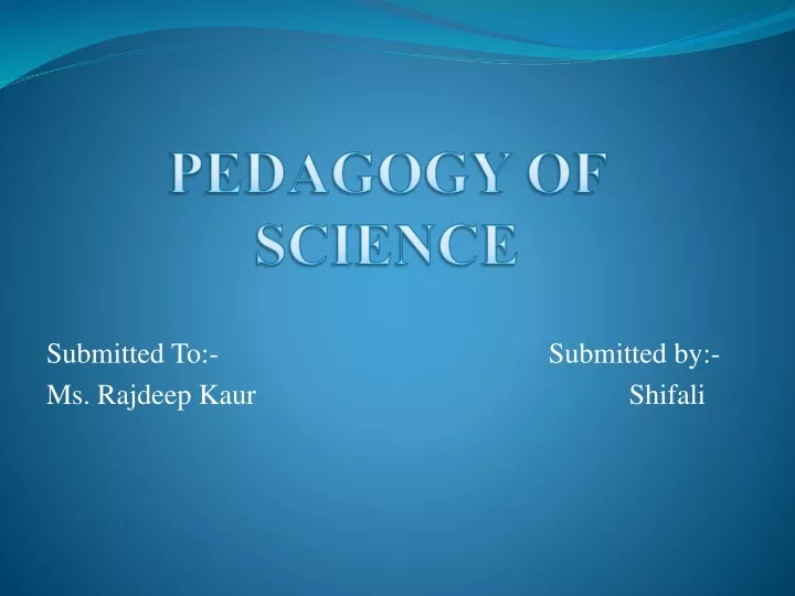 pedagogy of science