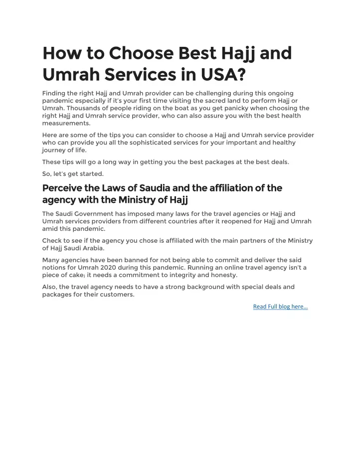 how to choose best hajj and umrah services in usa