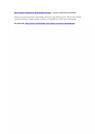 best custom ecommerce web design services custom
