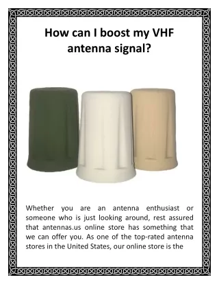 how can i boost my vhf antenna signal