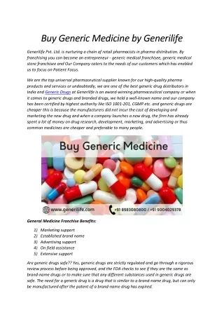 buy generic medicine by generilife