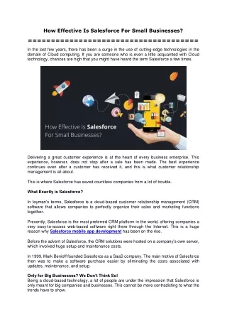 how effective is salesforce for small businesses