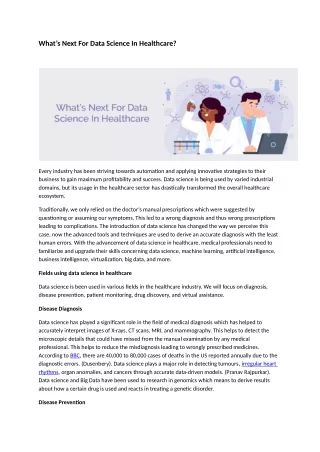What’s Next For Data Science In Healthcare?