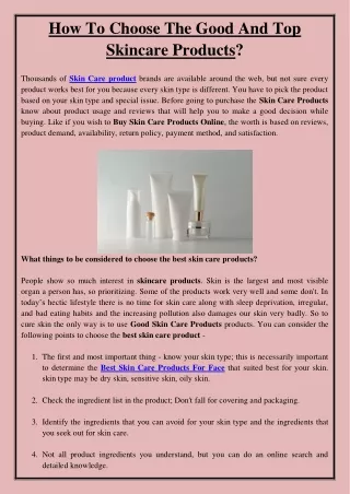 how to choose the good and top skincare products