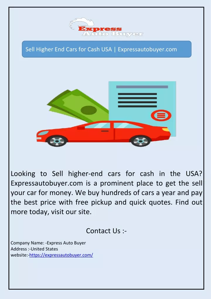 sell higher end cars for cash