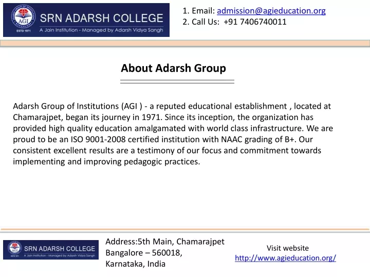 1 email admission@agieducation org 2 call