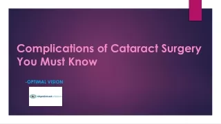 Complications of Cataract Surgery You Must Know