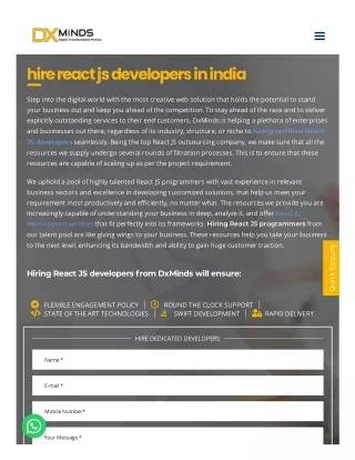 Hire React js Developers in India - DxMinds