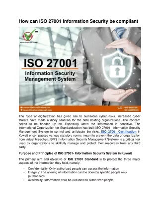 ISO 27001 certification beneficial for Information Security