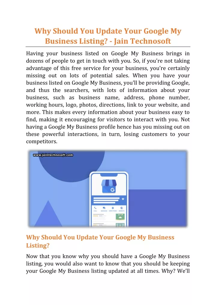 why should you update your google my business