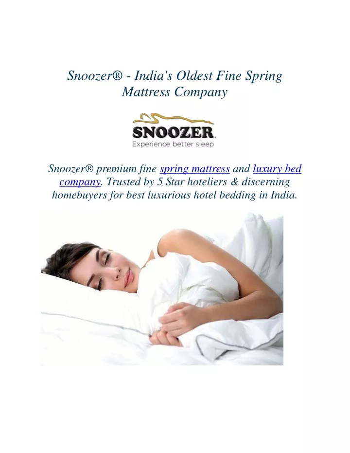 snoozer india s oldest fine spring mattress