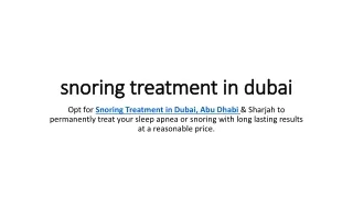 snoring treatment in dubai