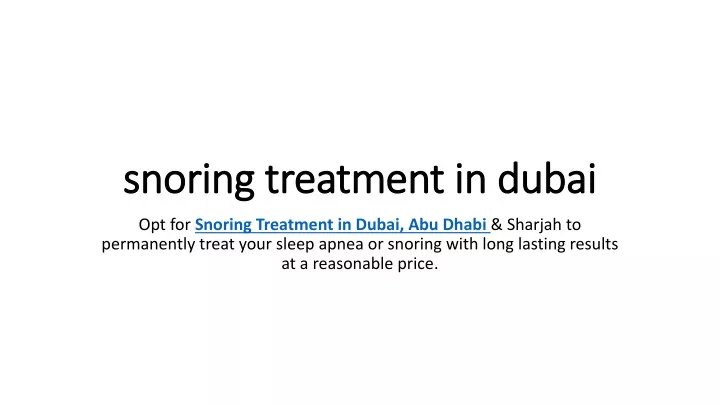 snoring treatment in dubai