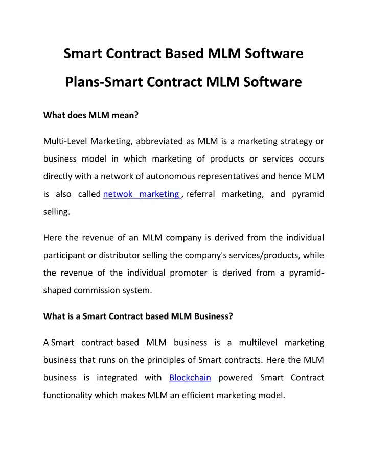 smart contract based mlm software