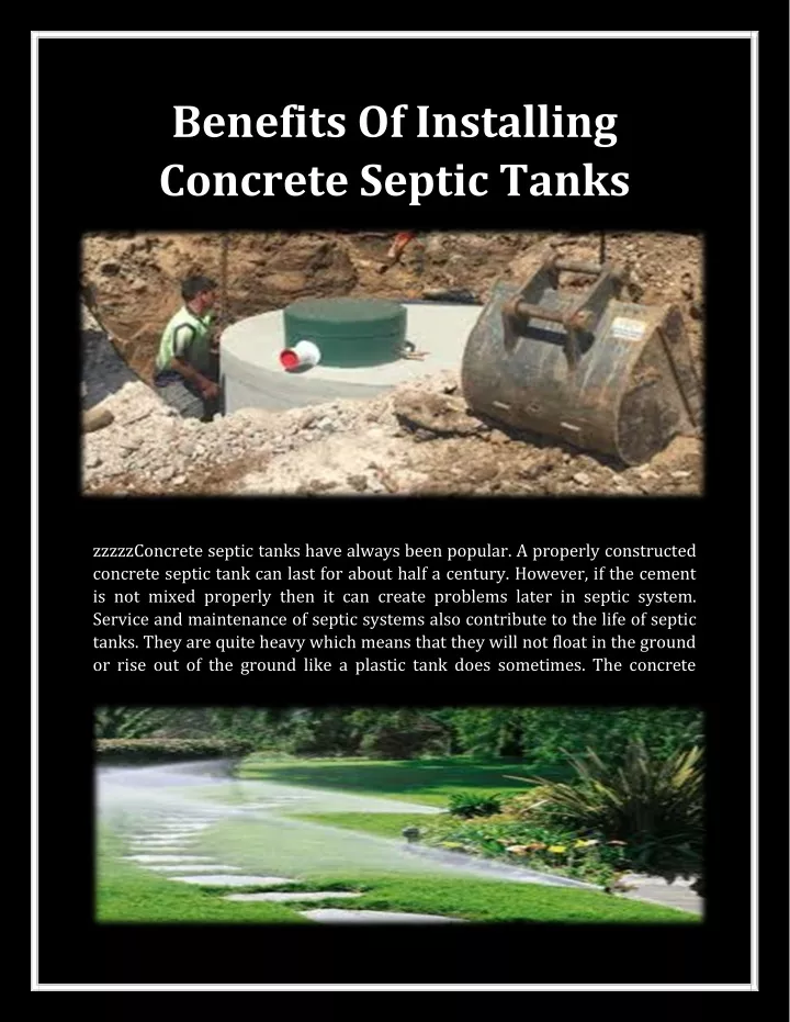 benefits of installing concrete septic tanks