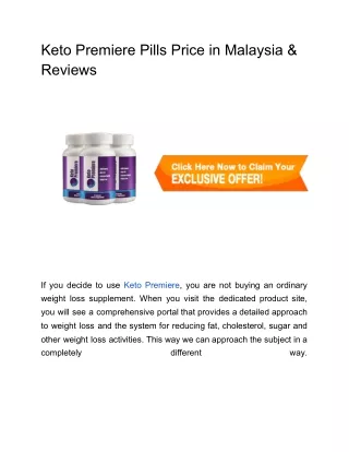 Keto Premiere Pills Price in Malaysia & Reviews